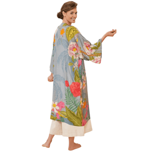 Powder Tropical Flora And Fauna Kimono Gown